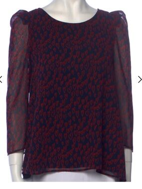 Claudie Pierlot Navy Blouse with Red Heart Print